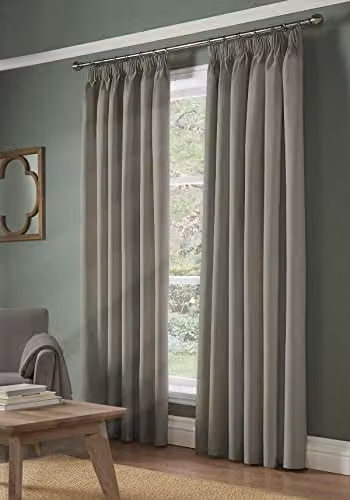 Alan Symonds Silver Blockout Thermal Insulating Curtains with Smock Tape, Pair, H: 229 cm x W: 183 cm