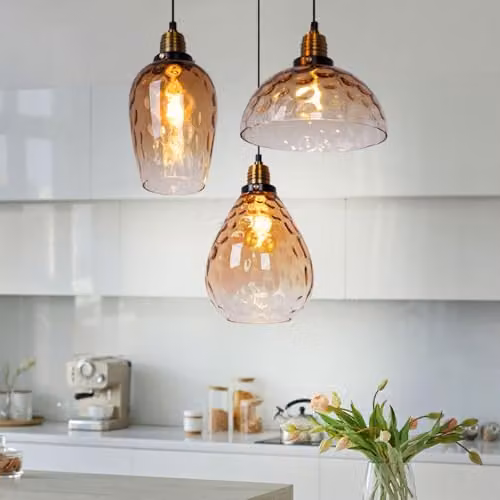Globo Lighting Amber and Black Glass Pendant Lamp for Living Rooms and Dining Rooms – 4