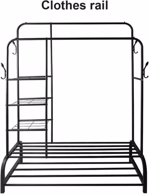 KORVIXA Heavy Duty Double Clothes Rail in Matt Black, W/D/H: 90 x 40 x 120 cm