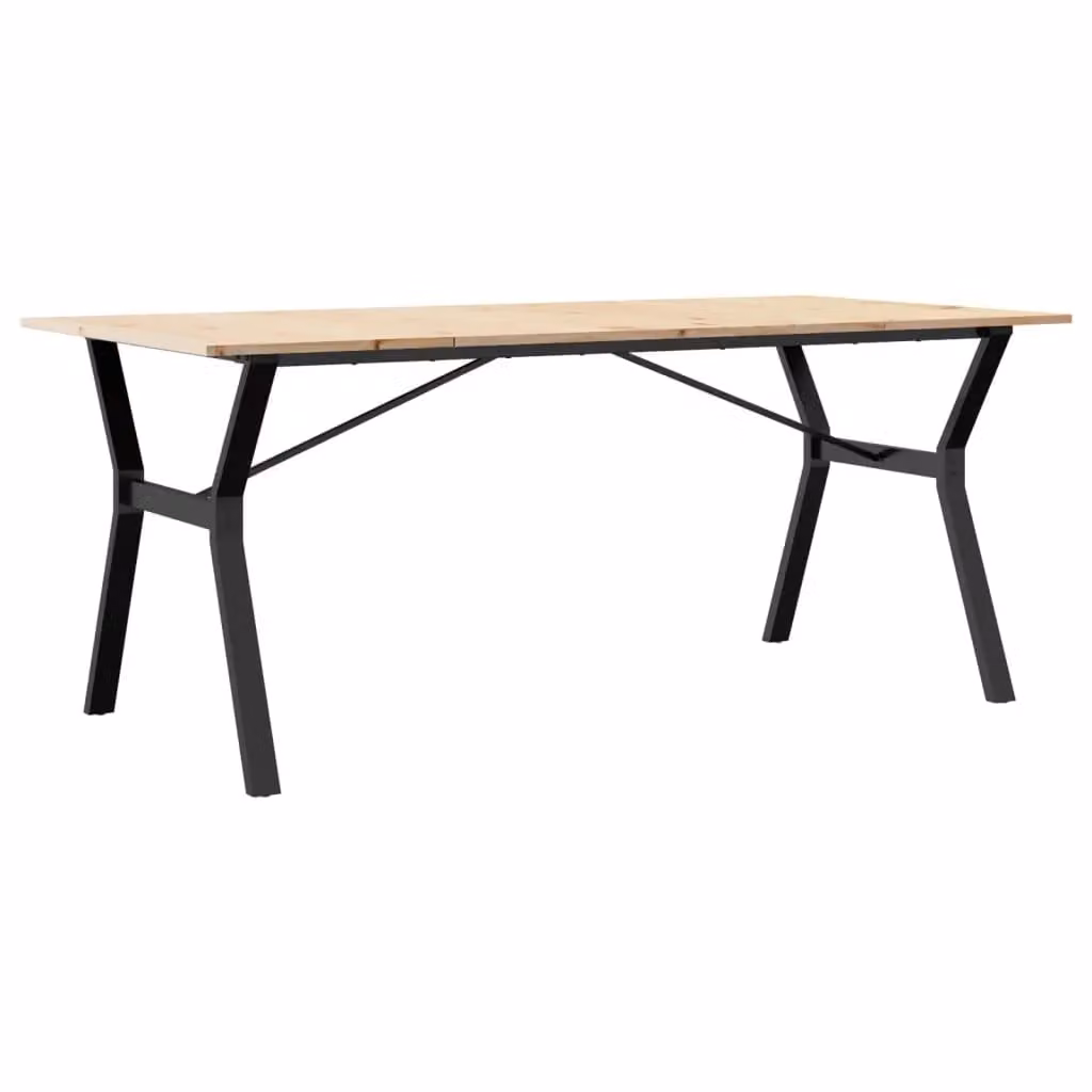 Berkfield Home Y-Frame Rectangular Dining Table in Brown Solid Pine and Steel, W: 180 cm, D: 90 cm, H: 75 cm – 2