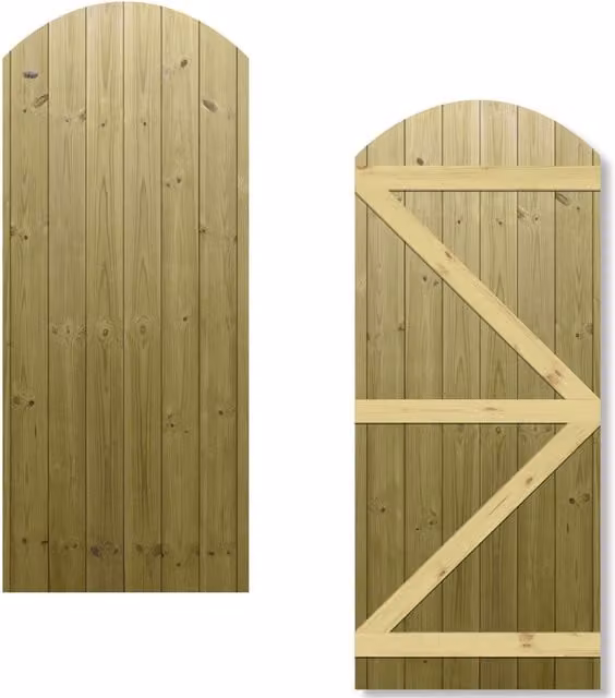 Premier Garden Supplies Interlocked Tongue Groove Pathway Semi-Braced Arch Top Pedestrian Garden Gate, Green, Width: 75 cm