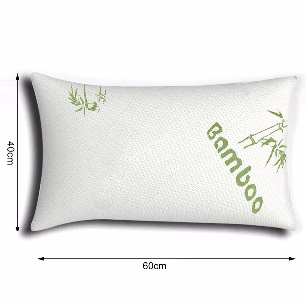 FLAVORA Pack of 2 White Bamboo and Memory Foam Firm Anti-Snore Pillows for Adults – 2