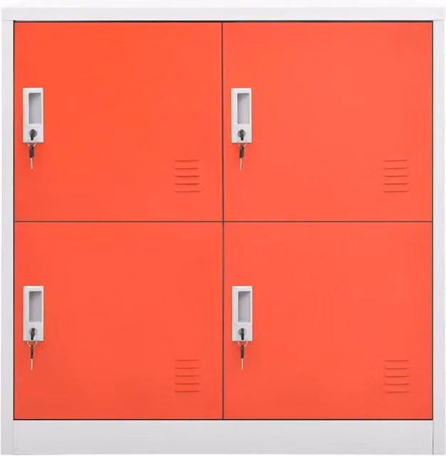 Berkfield Home Set of 2 Freestanding Metal Locker Cabinets in Light Grey and Red, W/D/H: 90 x 45 x 92.5 cm – 1