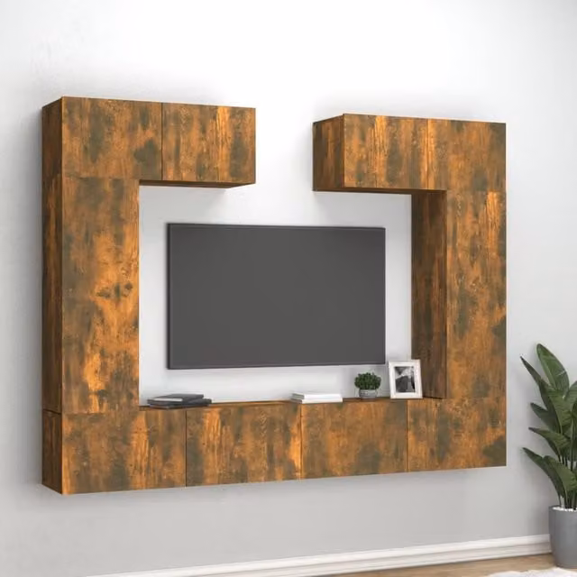 Berkfield Home 6 Piece Smoked Oak TV Cabinet Set in Brown