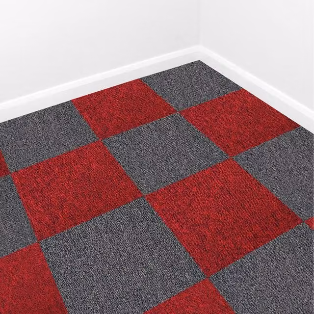 Monster Shop Heavy Duty Polypropylene Carpet Tiles, Scarlet Red, 10m2
