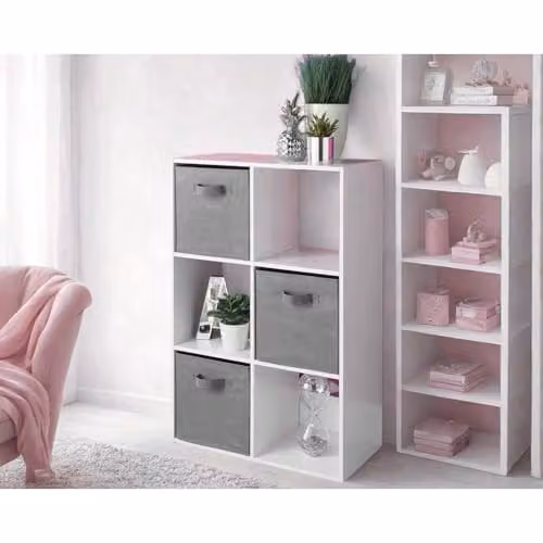 Spot on dealz 6 Cube Wooden Storage Unit with 3 Door Cabinets and 3 Open Shelves in Oak Finish, W/D/H: 60 x 28 x 60 cm
