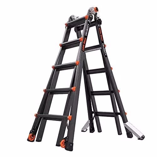 Little Giant Velocity PRO 1304-018 Multi-purpose Rollable Ladder with 5 Treads in Black – 1