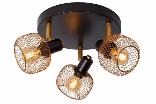Lucide Maren Dimmable Retro Ceiling Spotlight in Gold/Brass, Diameter: 37 cm