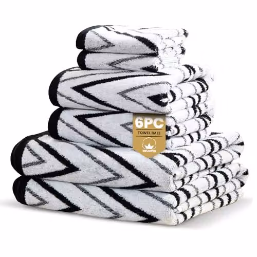 Rapport Home Helix 6-Piece Cotton Towel Bale Set in Black, 500GSM – 1