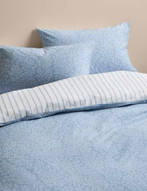 M&S Cotton Rich Blue Mix Printed Duvet Cover Set, 200 x 200 cm