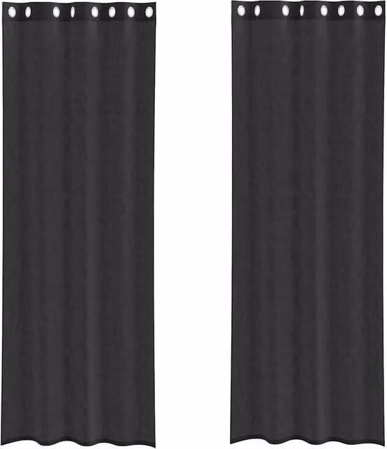 Berkfield Home Black Voile Fabric Panel Curtains with Eyelets, 2 Pack, W: 140 cm, H: 260 cm