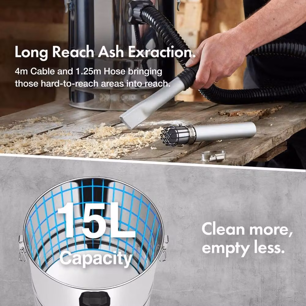 Kelvenix 15L Ash Vacuum Cleaner with 1000W Motor in Grey – 5