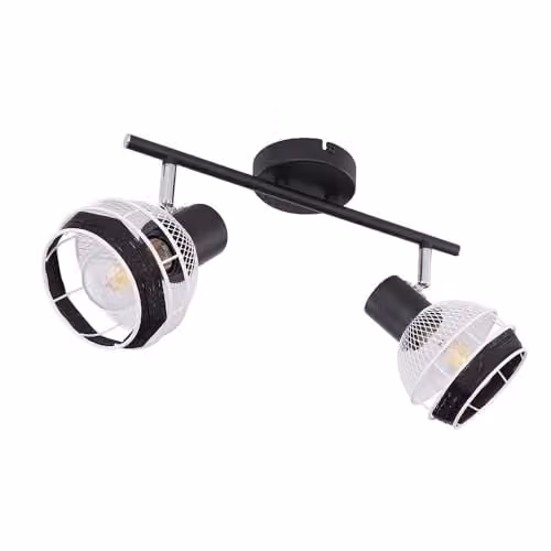 Globo Lighting Industrial Black Ceiling Spot Lamp with Hemp Rope and Metal Grid