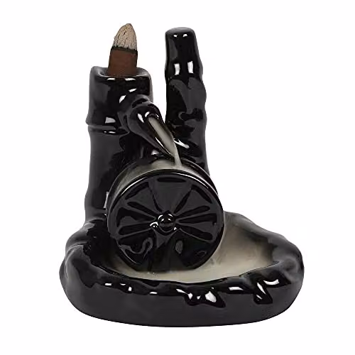 Something Different Black and Bronze Ceramic Teapot Backflow Incense Burner, W: 14 cm, D: 13.5 cm, H: 9 cm