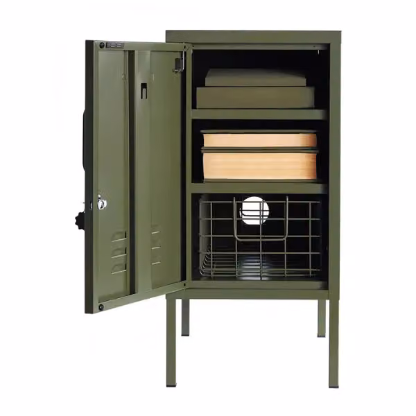 Mustard Made The Shorty To The Left Freestanding Metal Storage Cabinet in Olive Green, W/D/H: 46 x 35 x 72 cm – 4