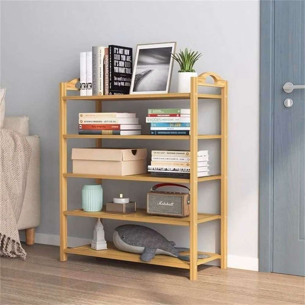 Nordara 5-Tier Bamboo Shoe Rack Wooden Storage Organiser in Natural Brown – 3