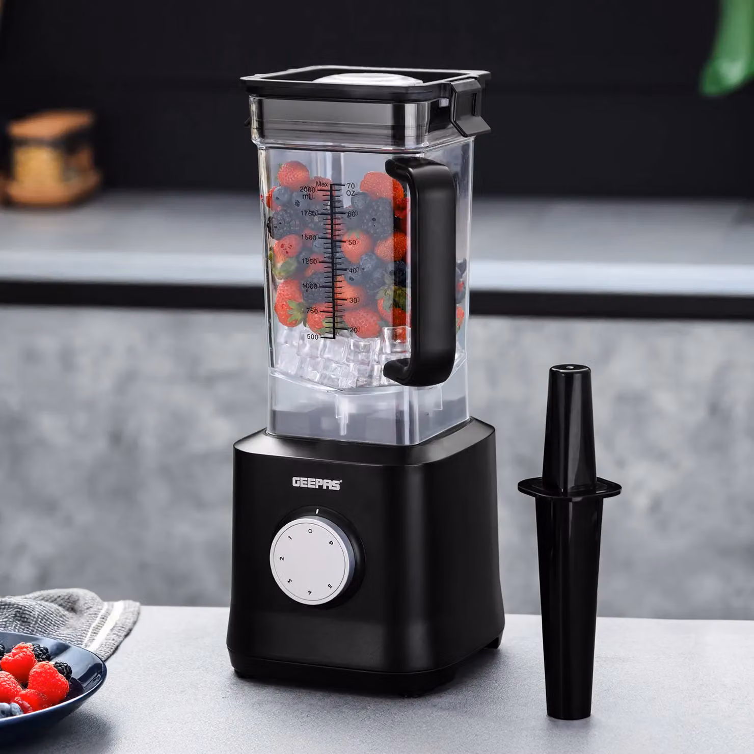Geepas 2000W High-Speed Professional Blender with 2L Jug, 5 Speeds and Pulse Function in Black – 2