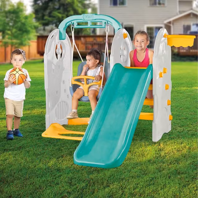 Dolu Playground with Slide in White and Multicolour, Height: 156 cm