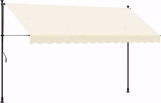 Berkfield Home Retractable Crank Awning in Beige Fabric and Steel, W: 350 cm, D: 150 cm