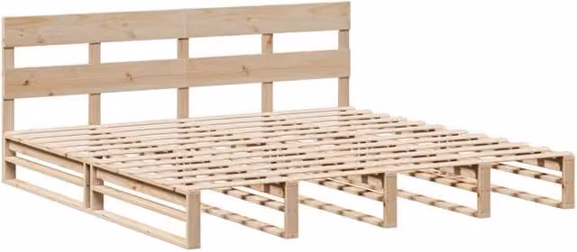 Berkfield Home Beautiful Super King Solid Pine Bed Frame in Natural, W/D/H: 180 x 200 x 82 cm