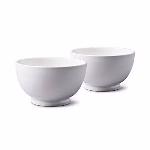 WM Bartleet & Sons 1750 Set of 2 White Porcelain Individual Soup, Cereal, Rice, Noodle and Salad Bowls, Diameter: 14 cm