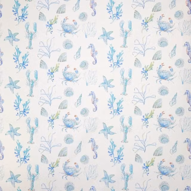 Terrys Sealife UV Resistant Outdoor Polyester Fabric in Blue and Green