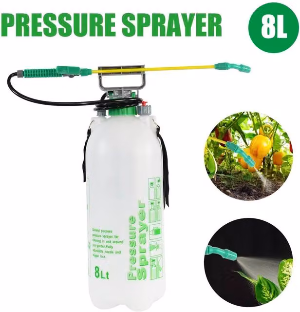 KORVIXA 8 Litre Manual Garden Pressure Sprayer in White