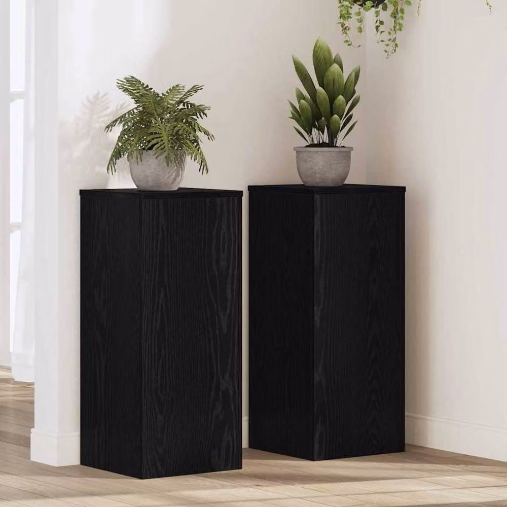 Berkfield Home Set of 2 Black Oak Plant Stands, W/D/H: 30 x 30 x 70 cm – 2