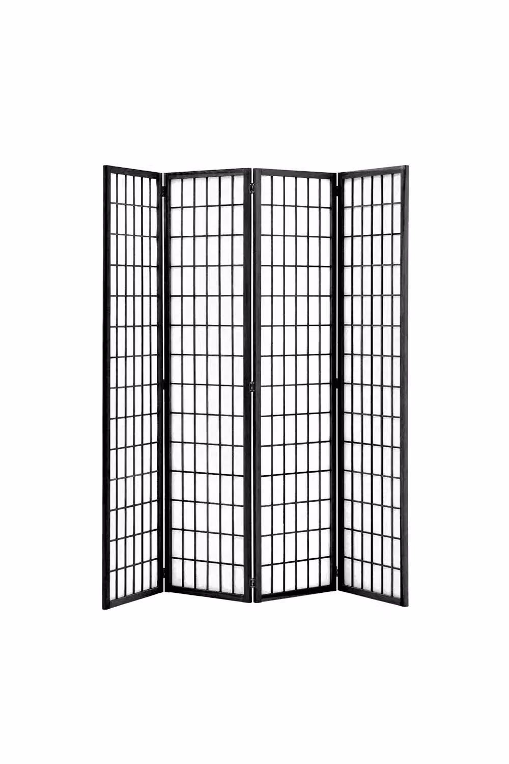Living and Home 4-Panel Black Solid Wood Folding Room Divider Screen – 2