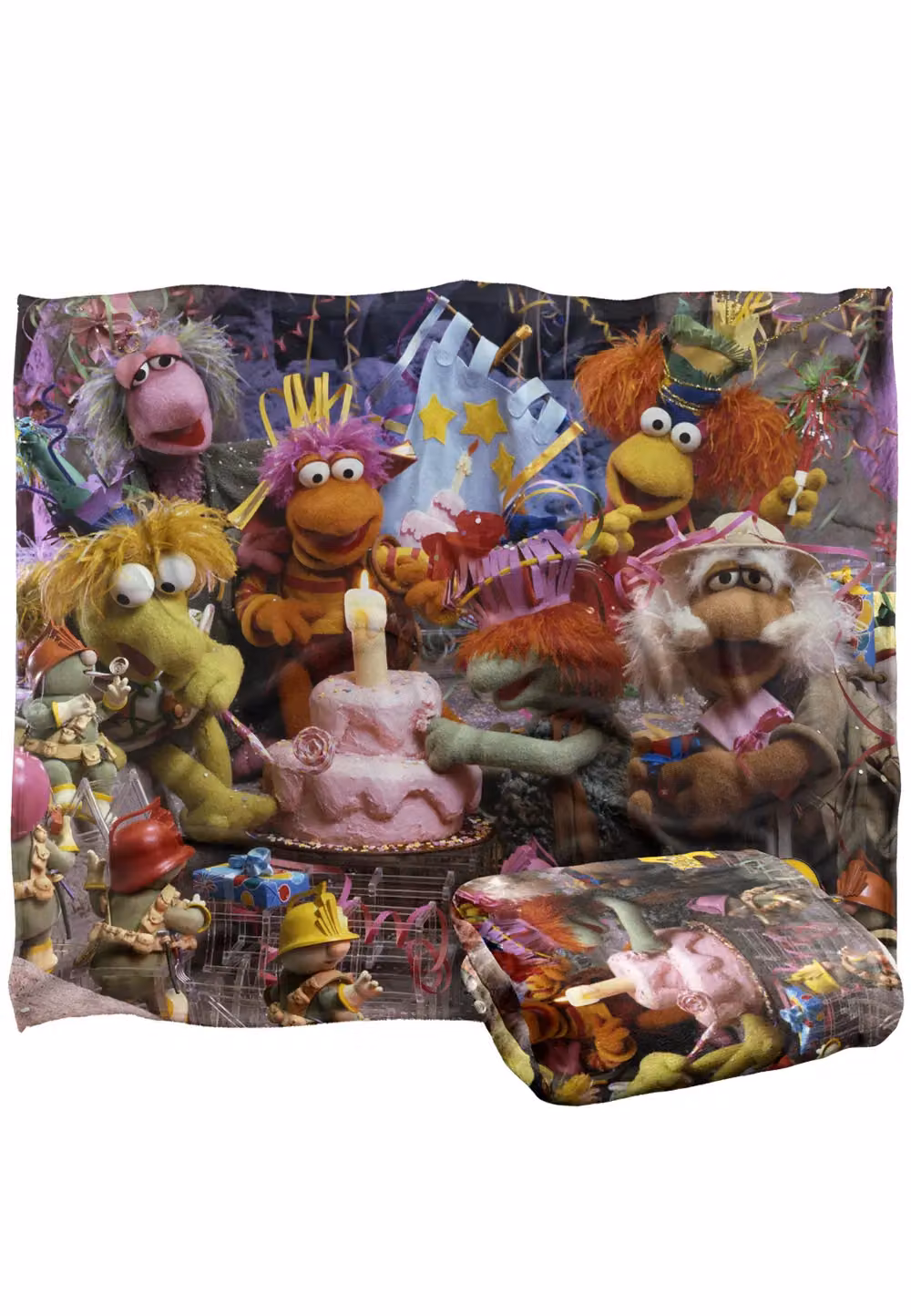 LOGOVISION Jim Henson Fraggle Rock 40th Birthday Party Super Soft Microfibre Fleece Throw Blanket, White, W/D/H: 152 x 127 cm – 5