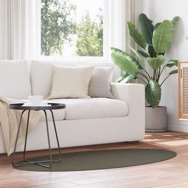 Berkfield Home Oval Non-Slip Polyester Area Rug in Green and Multicolour, W: 80 cm x L: 150 cm