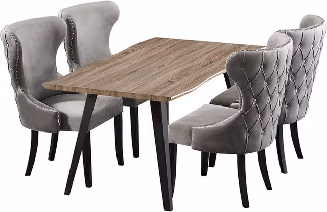 Mayfair Rocco Minimalist Rectangular Dining Set with Table and 4 Chairs in Grey and Black