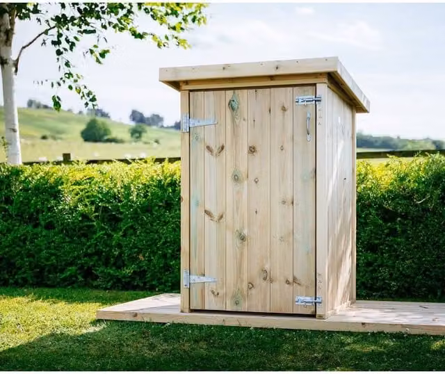 The Garden Village Mitton Small Garden Store in Brown Timber, L96 x W89 x H123 cm