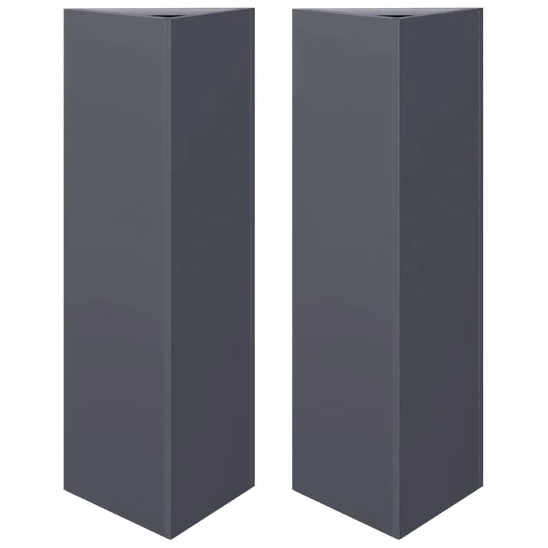 Berkfield Home Garden Triangular Steel Planters, 2 Pack, Anthracite and Black, W/D/H: 30 x 26 x 75 cm