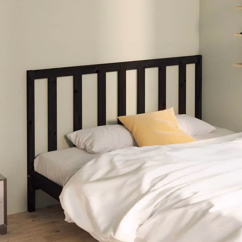 Berkfield Home Black Solid Pine Wood Bed Headboard W/D/H: 166 x 4 x 100 cm – 2