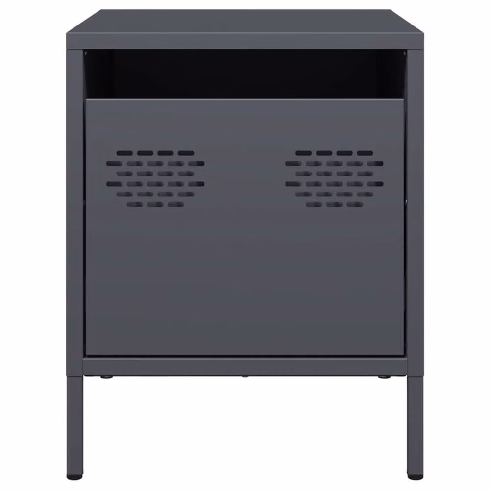Berkfield Home Set of 2 Anthracite Steel Bedside Cabinets, W/D/H: 35 x 39 x 43.5 cm – 4