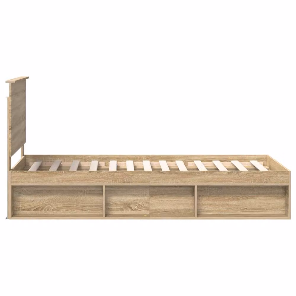 Berkfield Home Sonoma Bed Frame with Headboard in Brown Solid Pine Wood, W: 100 cm, D: 200 cm – 2