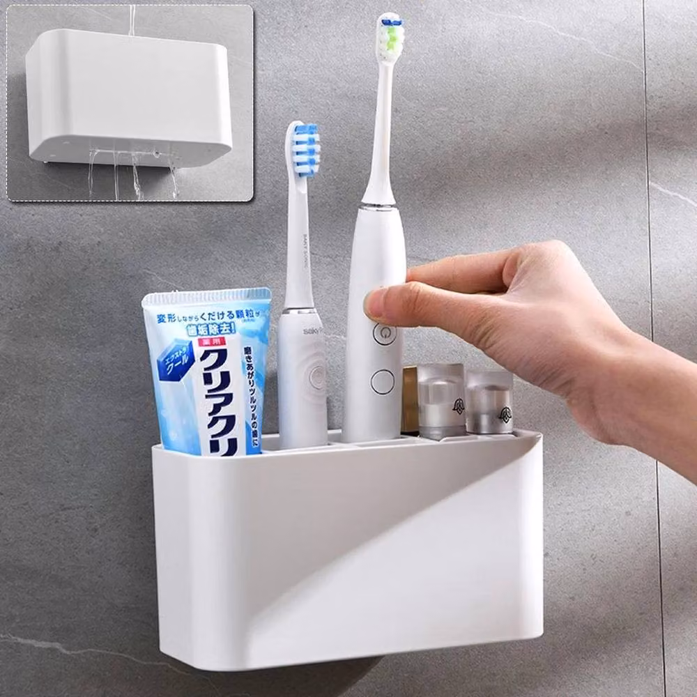 FLAVORA Wall Mounted White Plastic Bathroom Toothbrush Holder with Drainage and Ventilation, Width: 180 cm, Height: 180 cm – 2