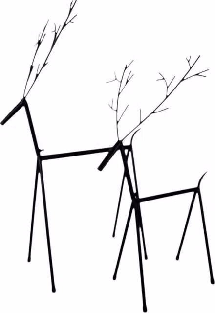 Four Candle Set of 2 Black Metal Reindeer Christmas Decorations