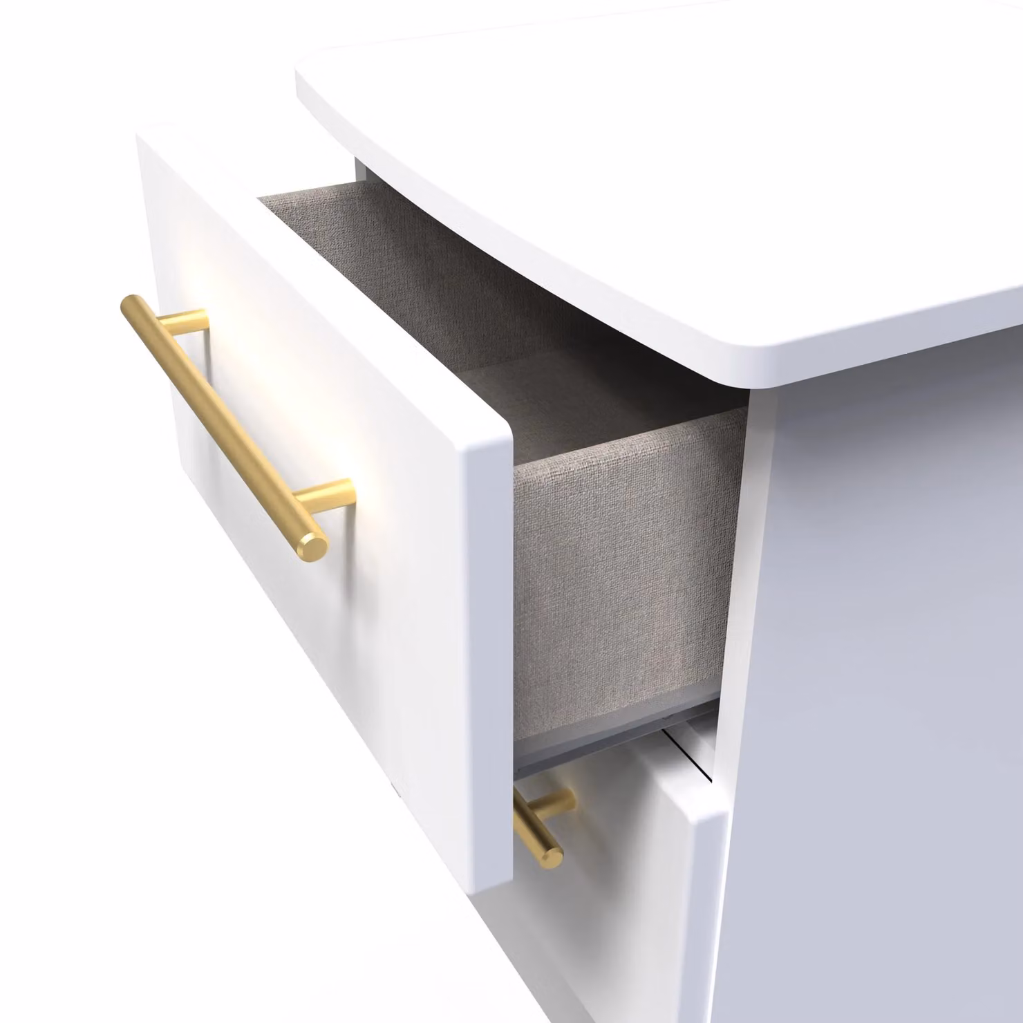 Helmsley 2 Drawer Bedside Cabinet in White and Gold, Ready Assembled – 2