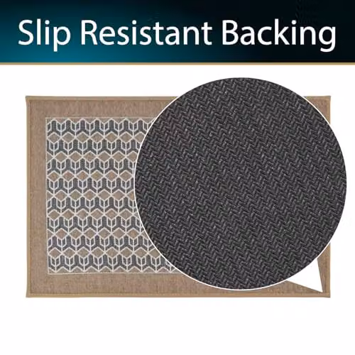JVL Allure Machine Washable Non-Slip Entrance Doormat and Runner Set, Beige – 7