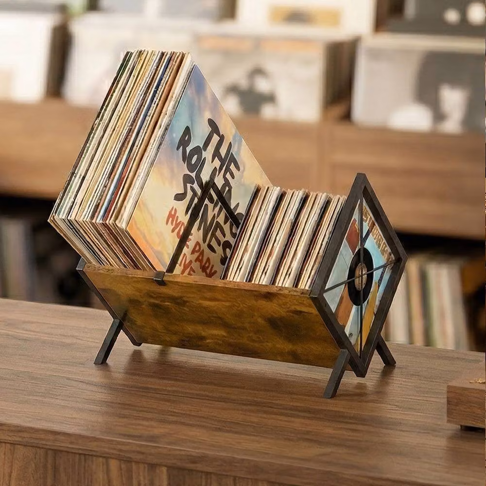 Levede Vinyl Record Storage Rack LP Collection Organiser and Album Holder Stand in Brown – 2