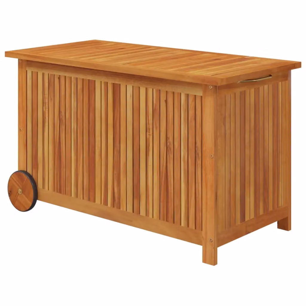 Berkfield Home Garden Storage Box with Wheels in Brown Solid Acacia Wood W/D/H: 90 x 50 x 58 cm – 2