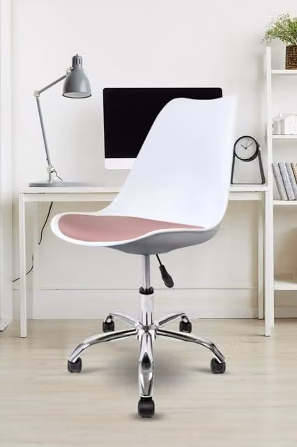 Fusion Living Soho Modern Plastic Dining Chair with Swivel Base in Matt Pink