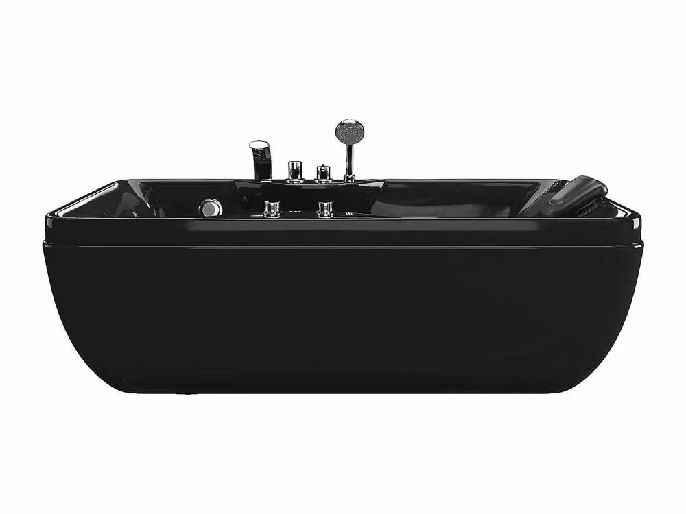 Vente-unique Black Whirlpool Bath, 1 Seater, Left-Handed, W/D/H: 150 x 75 x 54.5 cm – 2
