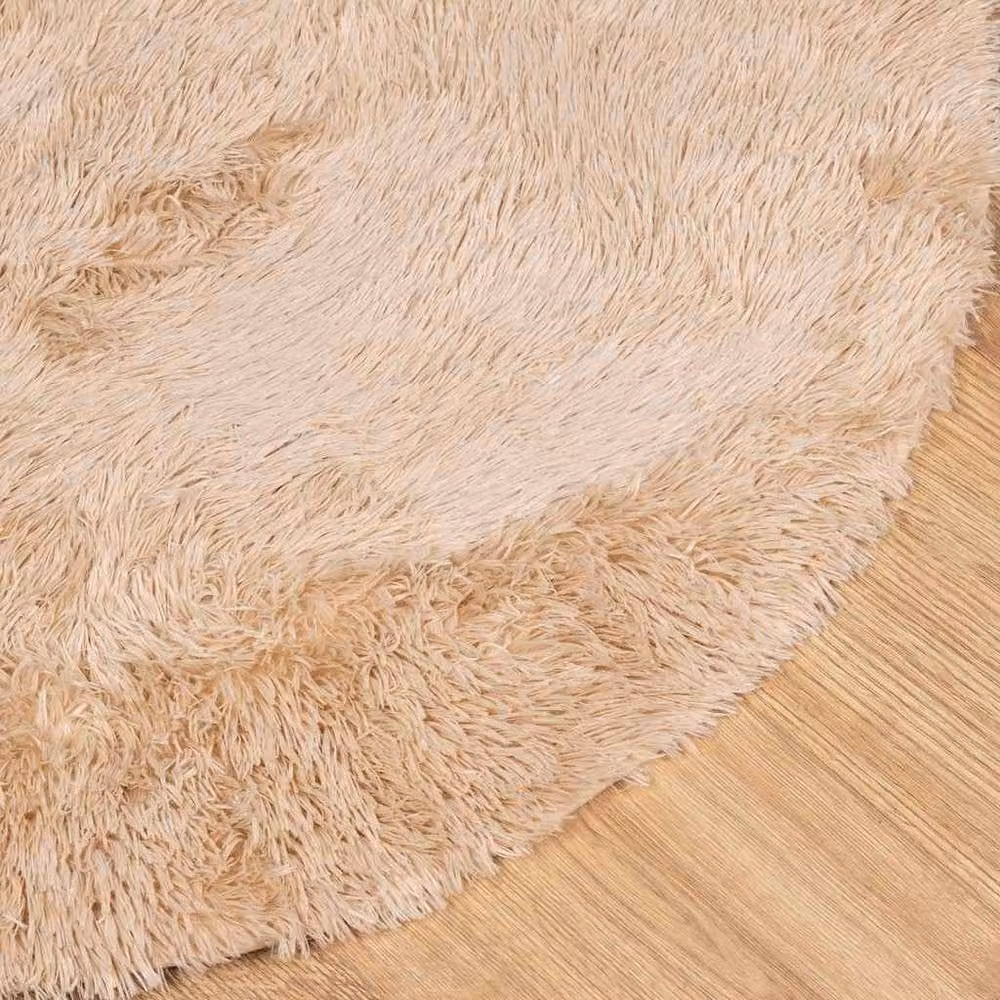 Berkfield Home NAVARRA Shaggy High Pile Round Rug, Beige, W/D: 200 x 200 cm