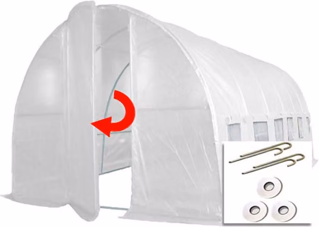 Crocodile Trading Pro Plus Poly Tunnel Greenhouse with Anchor Kit, Green and White, W: 6 m, D: 3 m