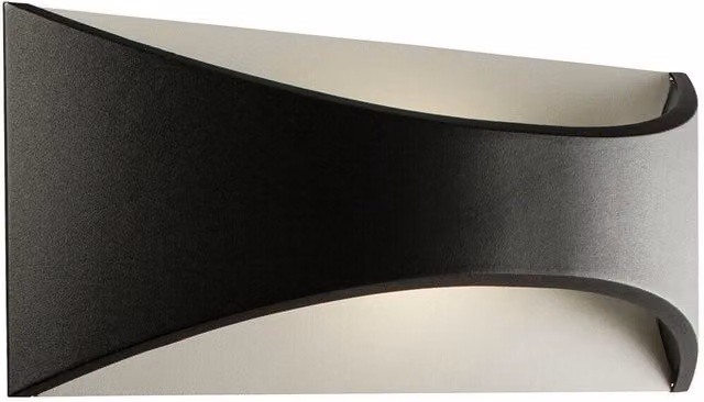 Loops IP65 Modern Curved Outdoor LED Wall Light, Black Aluminium, Warm White, Up and Down Lighting
