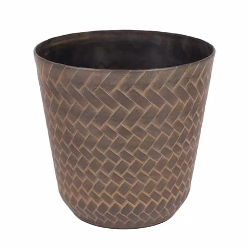YouGarden Nantucket Black Plastic Lattice Planters with Light Chocolate Wash, 2 x 25cm Pots, 5.9 Litre Volume – 1