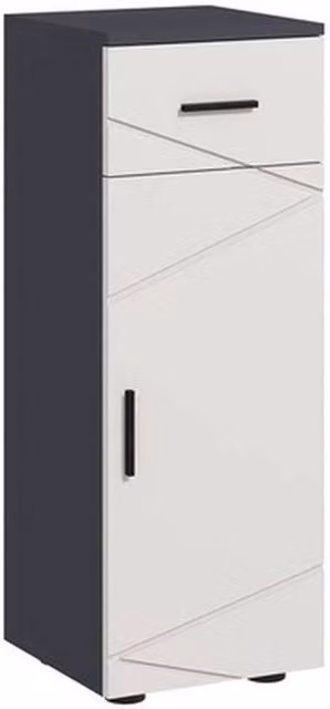 NESTLUNE Slim Freestanding Bathroom Storage Cabinet with Hinged Doors and Internal Shelves in Matt Grey – 1